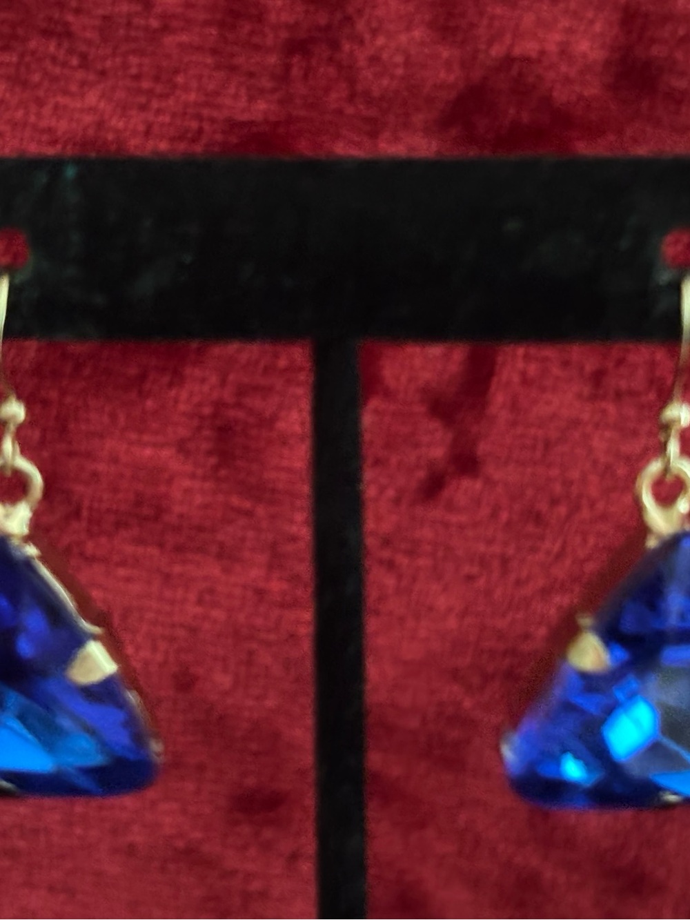 Gold-Tone Blue Crystal Drop Earrings - Women Jewelry